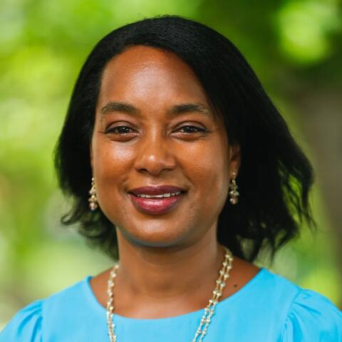 a woman smiling