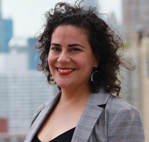 a woman smiling